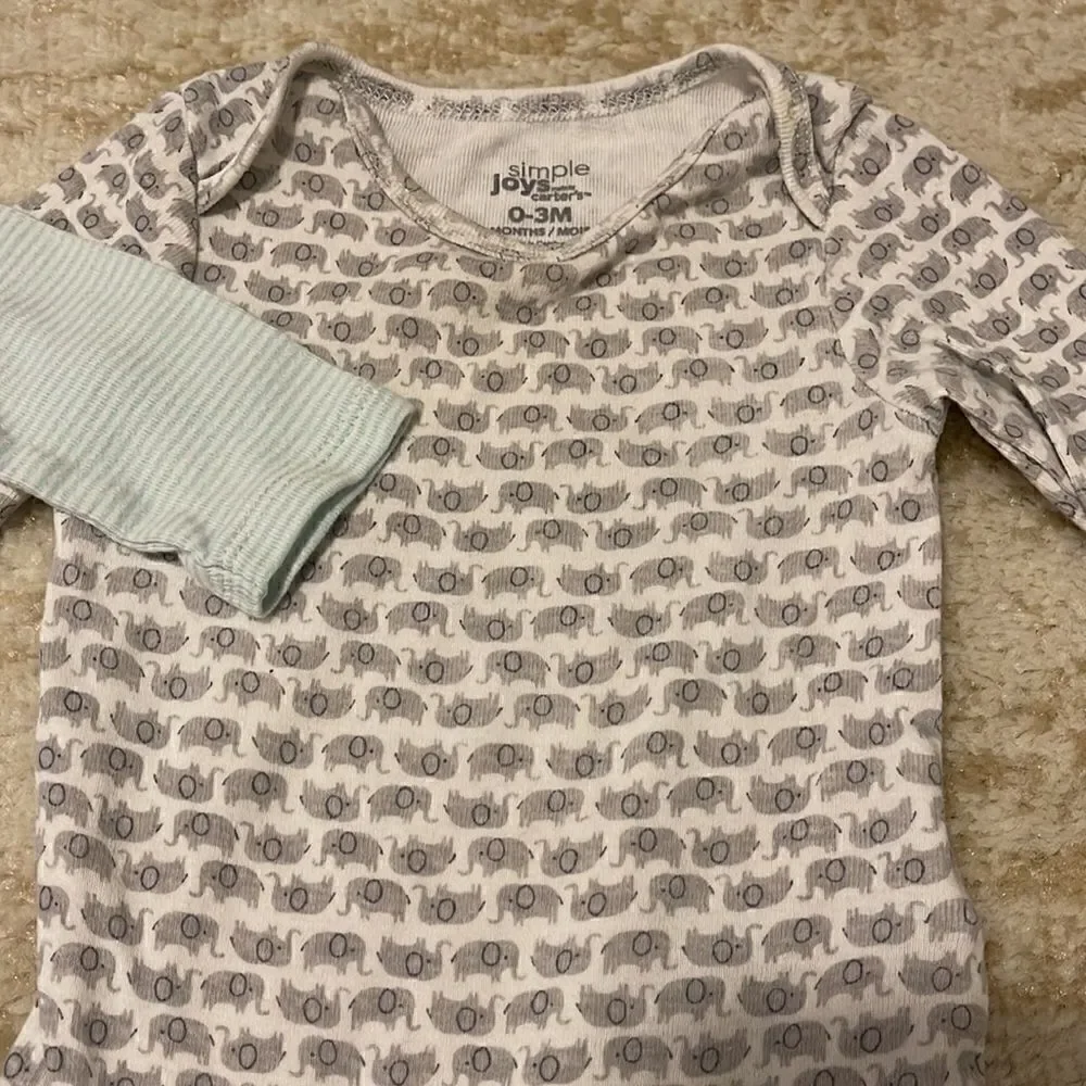 Bundle of five 0-3 month long sleeve shirt onesies